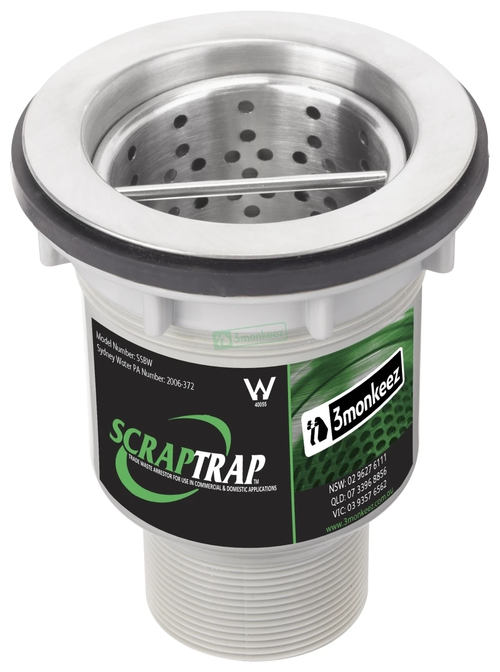3MONKEEZ Scraptrap SSBW 90mm Sink Waste Arrestor 3 3MONKEEZ Scraptrap SSBW 90mm Sink Waste Arrestor