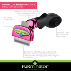 Furminator DeShedding Tool - Small Cat Long Hair Metallic [Pink] -Pet Supplies Store FU 01224 4