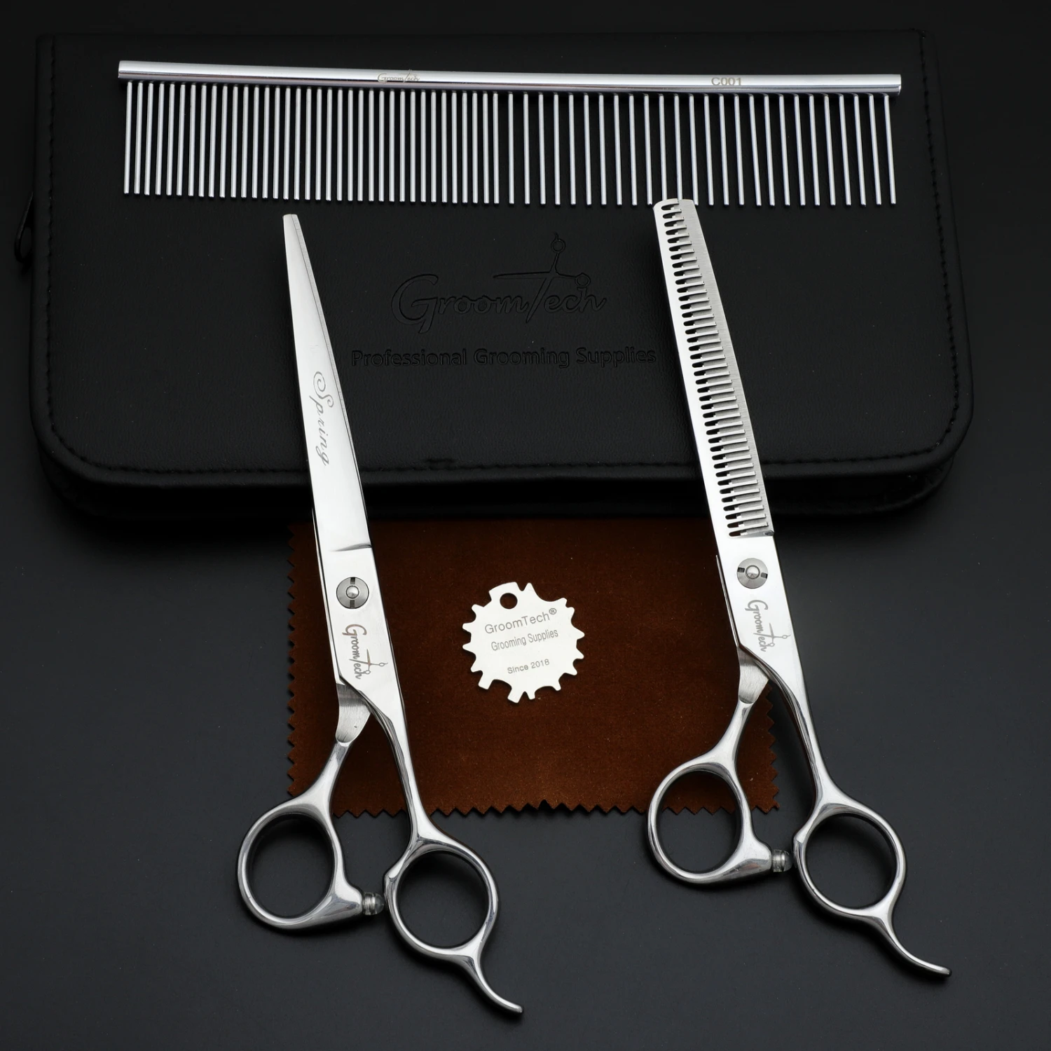 Groomtech Spring Pet Grooming Scissors Kit, Set Of 2 With Comb 4 Groomtech Spring Pet Grooming Scissors Kit, Set Of 2 With Comb - Image 2