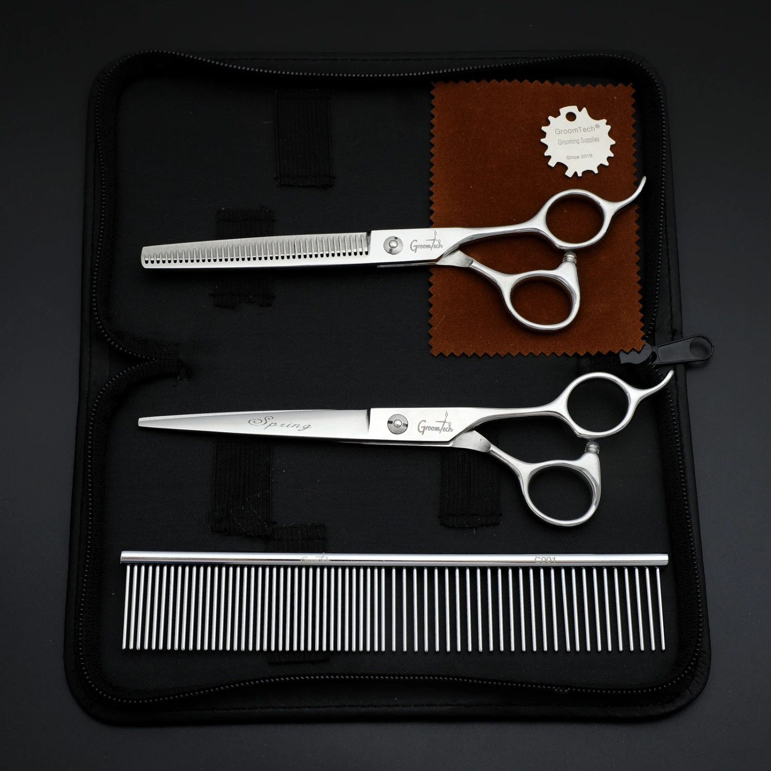 Groomtech Spring Pet Grooming Scissors Kit, Set Of 2 With Comb 3 Groomtech Spring Pet Grooming Scissors Kit, Set Of 2 With Comb