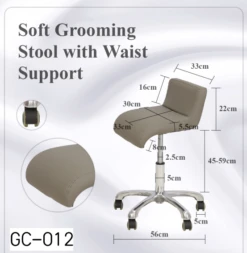 Groomer's Modern Groomer Stool With Square Cushion And Waist Support (Grey) -Pet Supplies Store T GC012