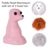 KissGrooming Head Mannequin (Teddy Bear) With Set Of 3 Head Hair -Pet Supplies Store T RMD4201 SET